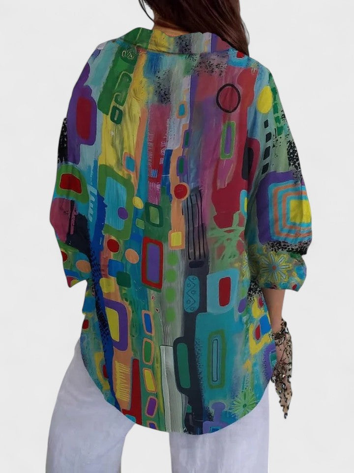 Rose Women's Blouse | Elegant Geometric Pattern, Soft Flowy Fabric 1