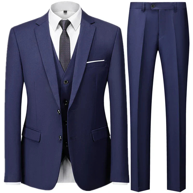 Men’s Elegant 3-Piece Suit – Tailored Waistcoat Set, Slim-Fit Formal