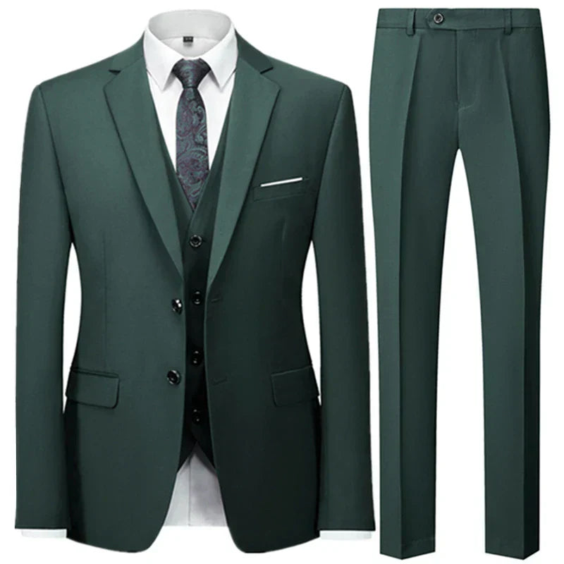 Men’s Elegant 3-Piece Suit – Tailored Waistcoat Set, Slim-Fit Formal