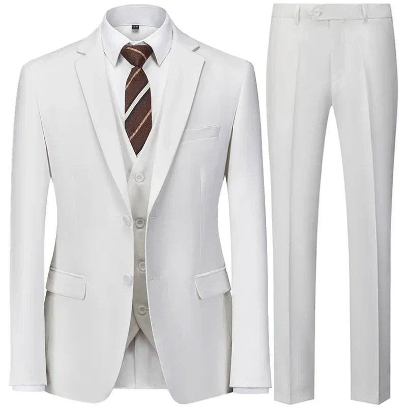 Men’s Elegant 3-Piece Suit – Tailored Waistcoat Set, Slim-Fit Formal