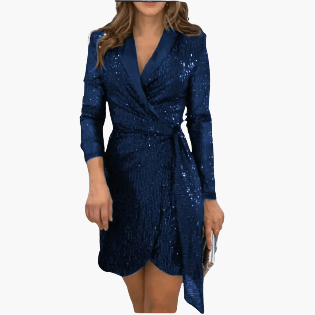 Shimmer Women's Cocktail Dress | Sparkling Sequin Wrap Design 2