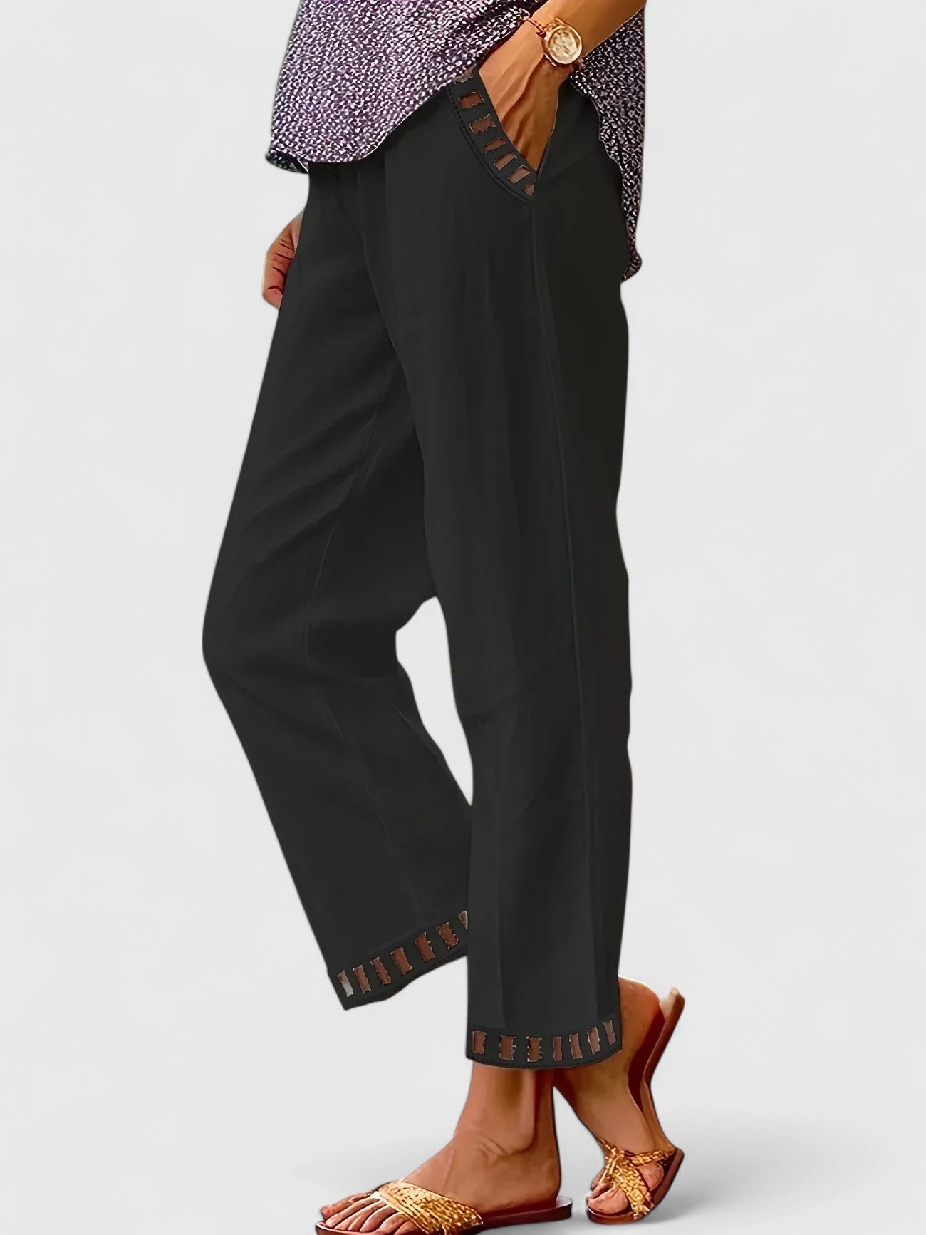 Sleek Women's Cropped Pants | Contrast Trim, Tailored Fit 0
