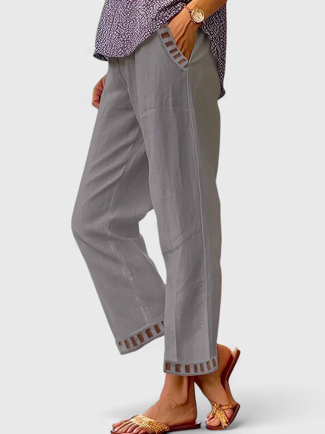 Sleek Women's Cropped Pants | Contrast Trim, Tailored Fit 1