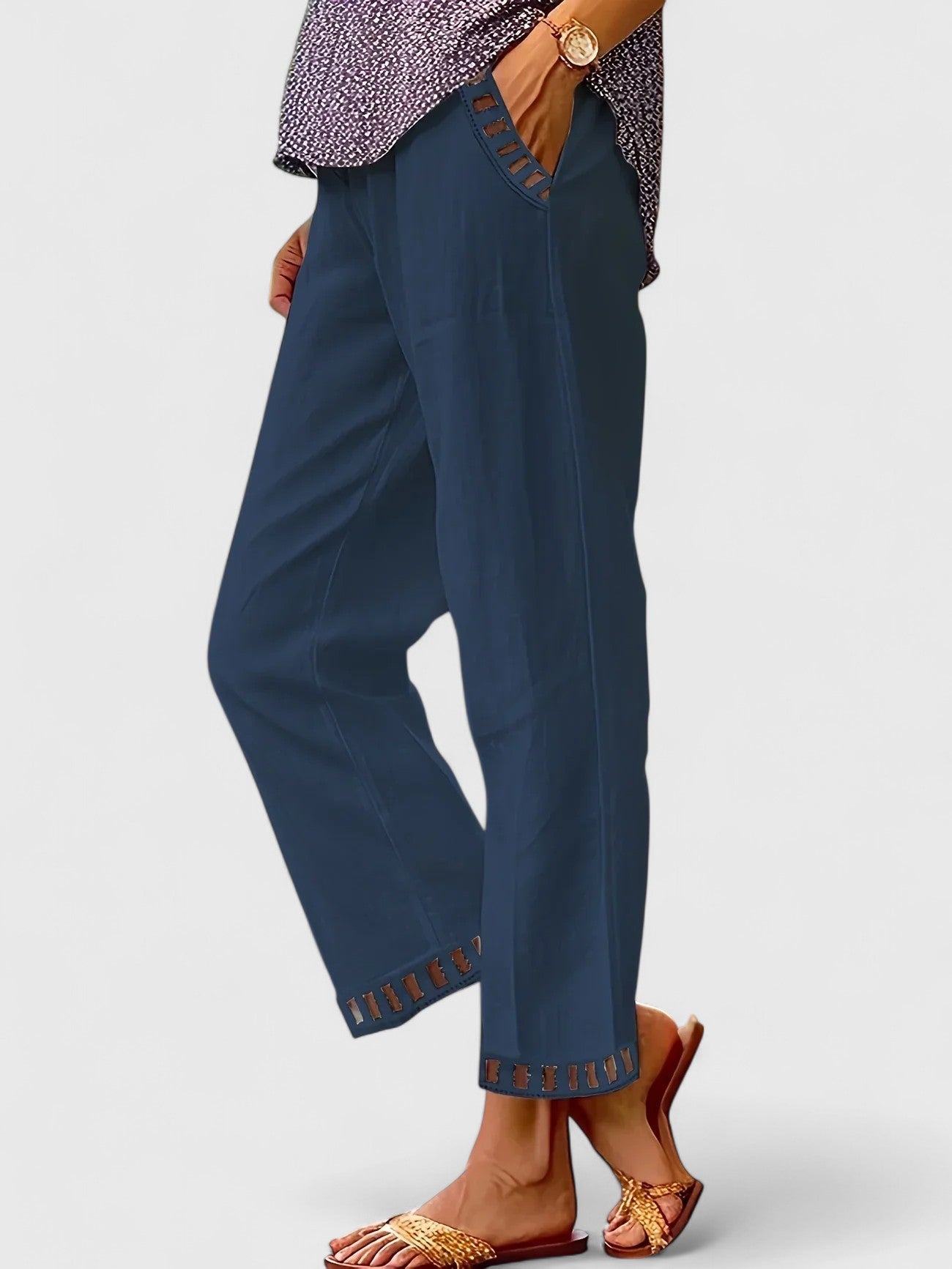 Sleek Women's Cropped Pants | Contrast Trim, Tailored Fit 2