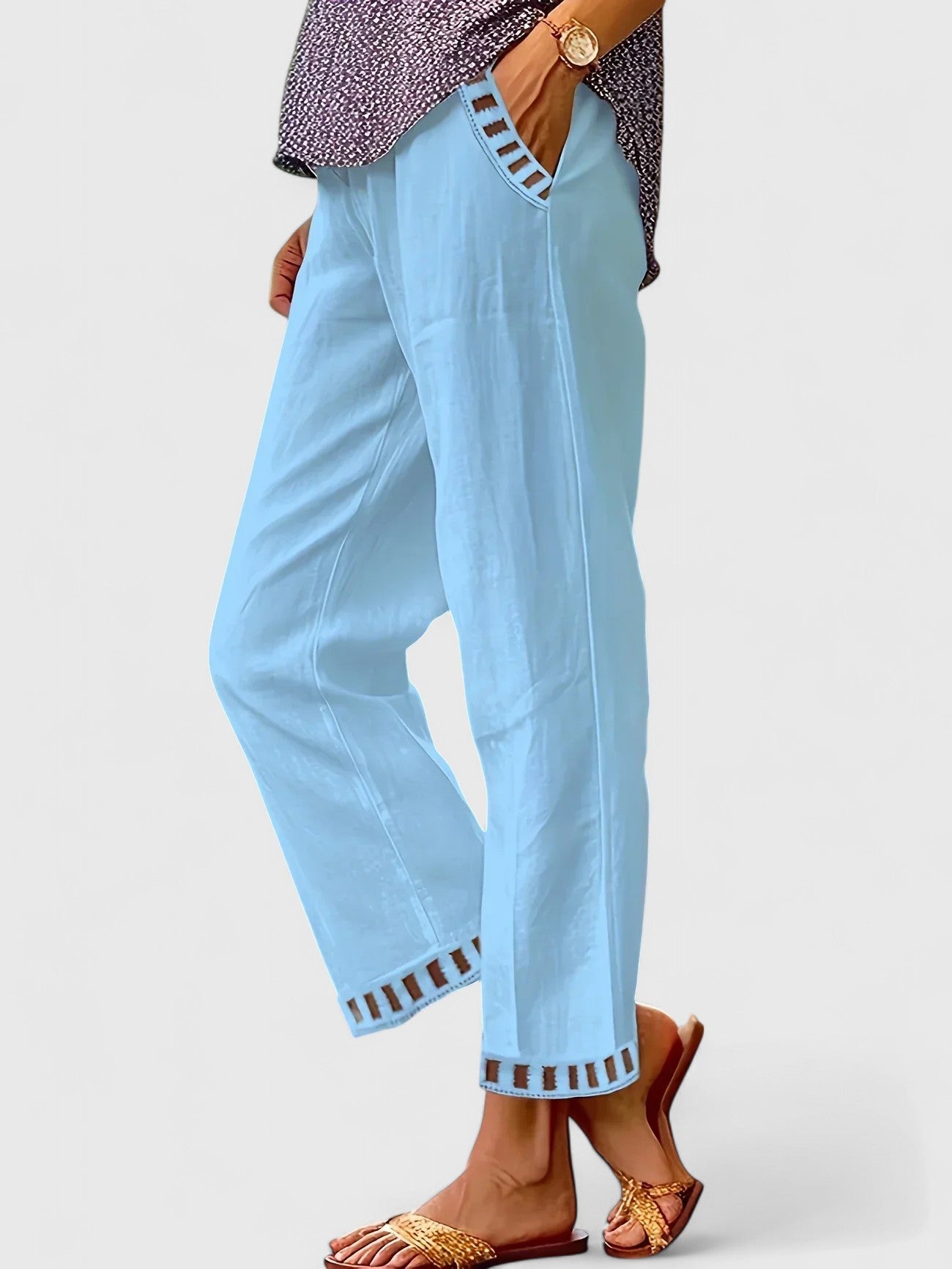 Sleek Women's Cropped Pants | Contrast Trim, Tailored Fit 3
