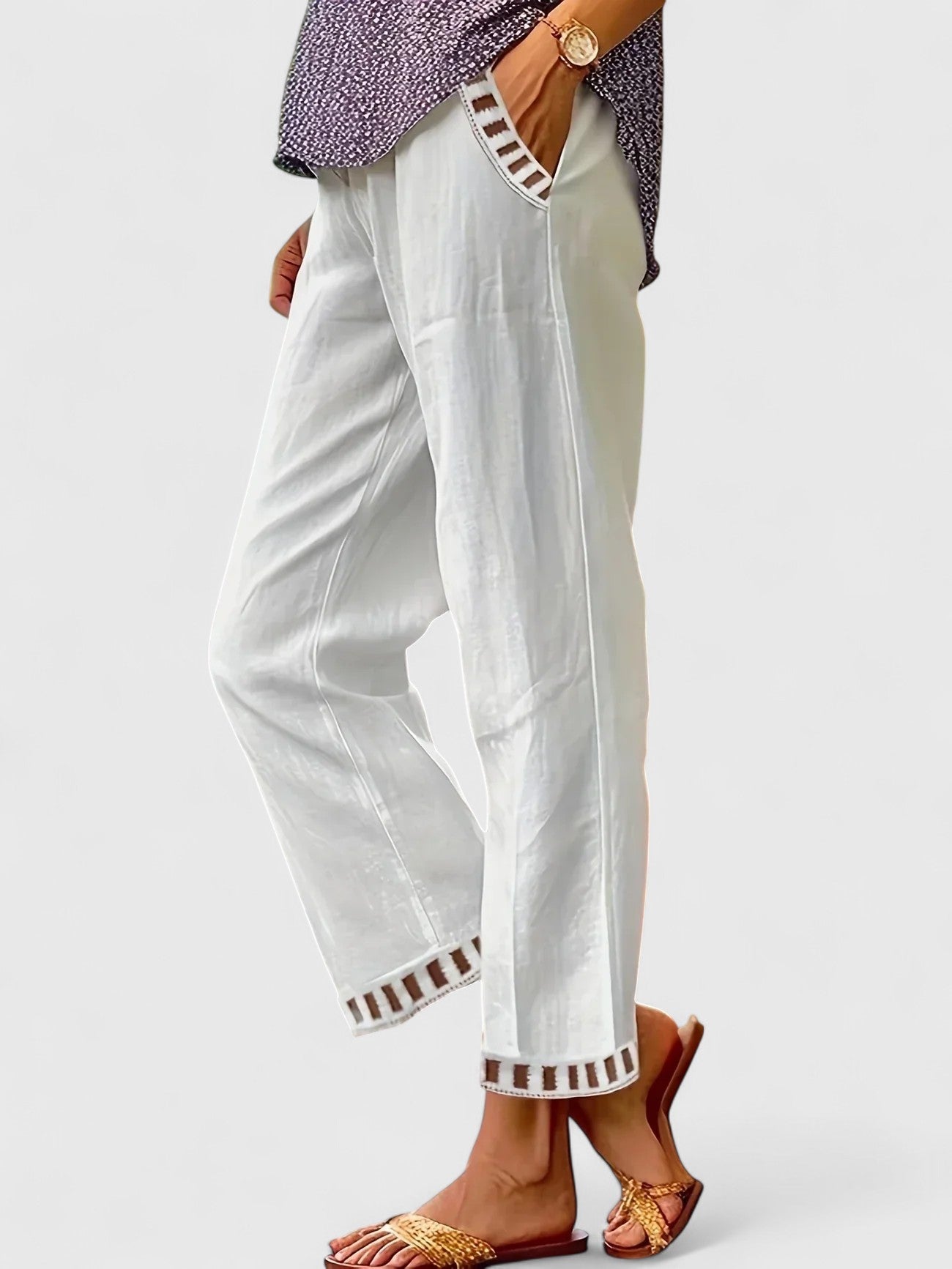 Sleek Women's Cropped Pants | Contrast Trim, Tailored Fit 4