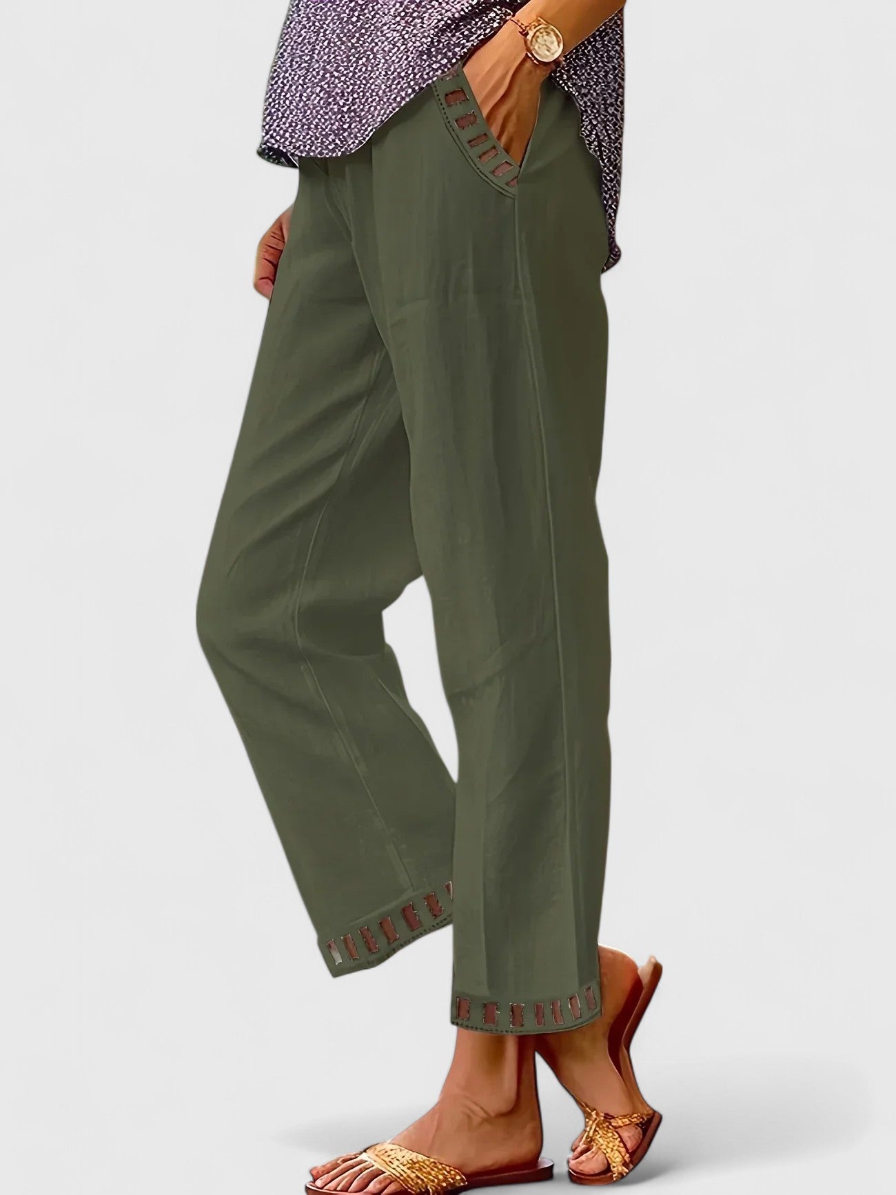 Sleek Women's Cropped Pants | Contrast Trim, Tailored Fit 5