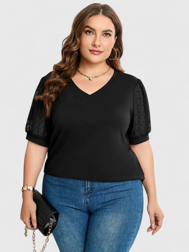 Sophie Women's Top | Chic Sheer Sleeves, Soft Blend Fabric 8