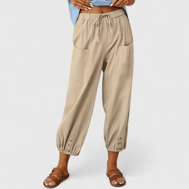 Sophisticated Women's Wide Leg Pants | Cotton-Linen Blend, Relaxed Fit 0