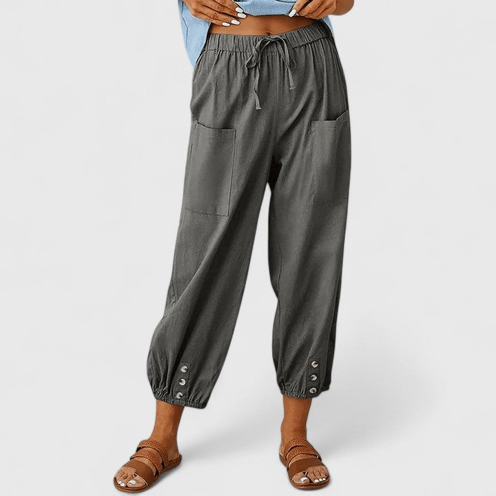 Sophisticated Women's Wide Leg Pants | Cotton-Linen Blend, Relaxed Fit 1