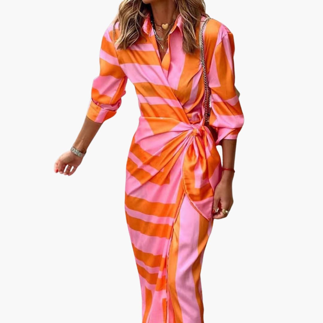 Stylish Women's Maxi Dress | Cotton Striped Wrap Design 0
