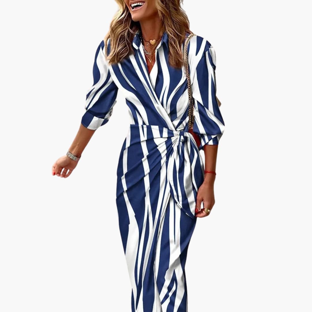 Stylish Women's Maxi Dress | Cotton Striped Wrap Design 3