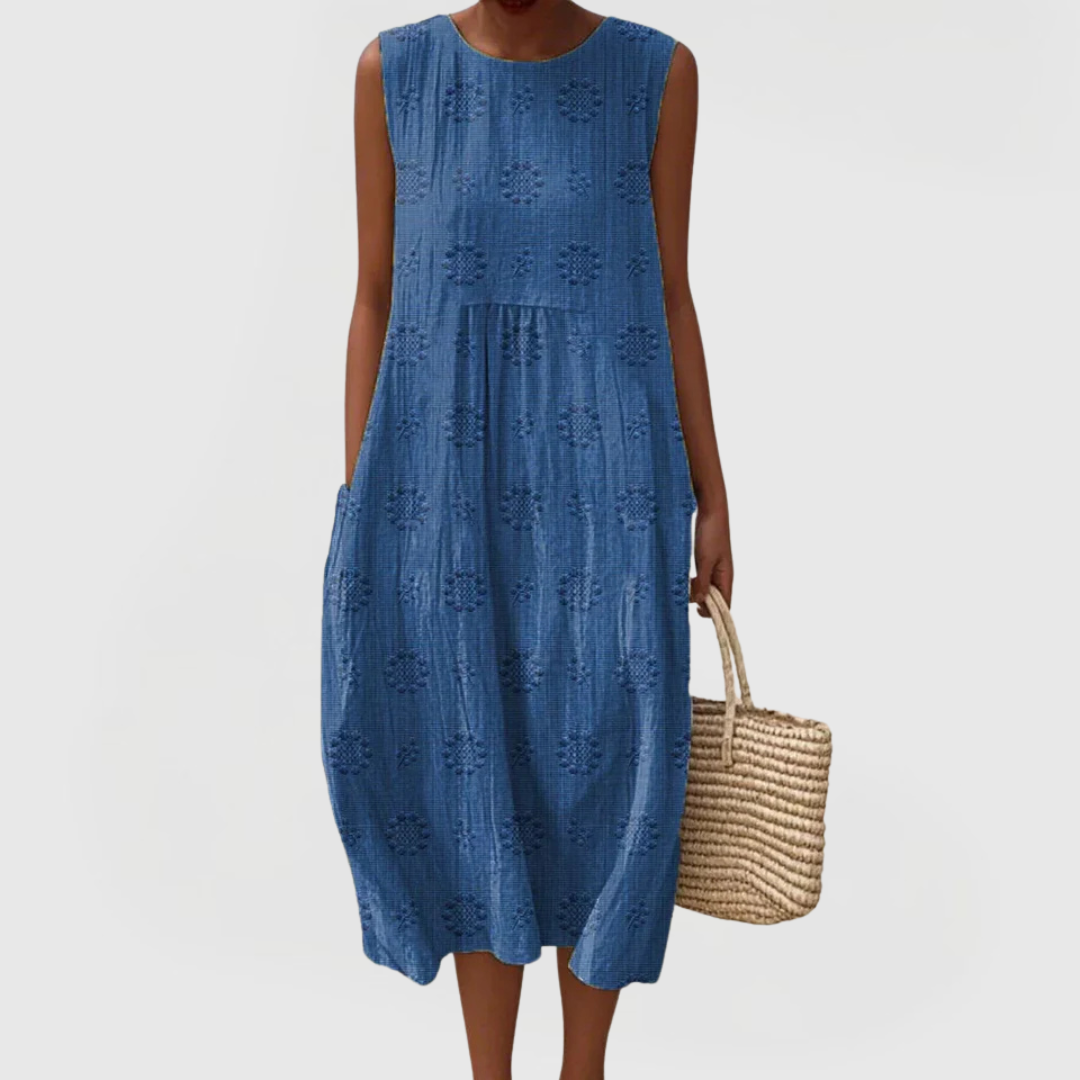 Teresa Women's Summer Dress | Floral Embroidery, Relaxed Fit with Pockets 1