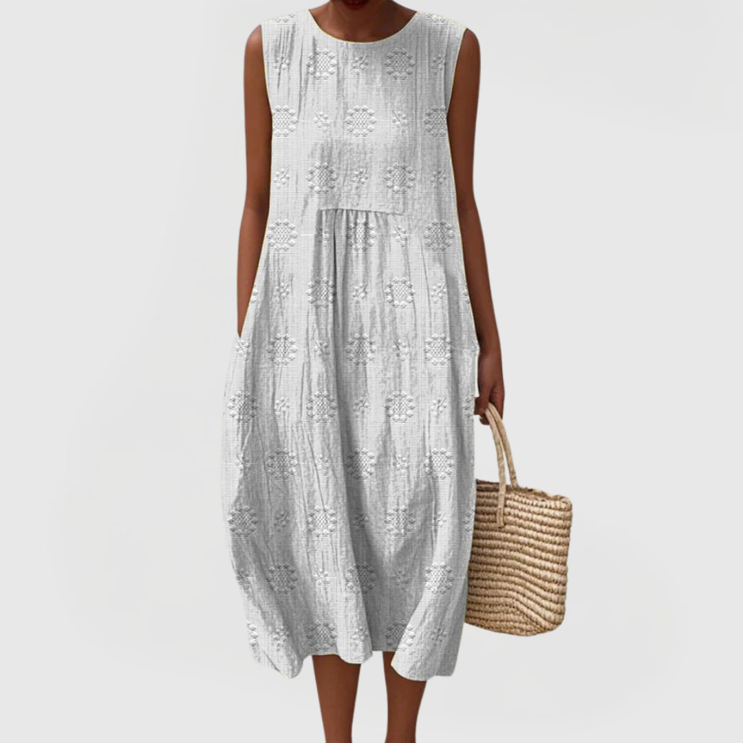 Teresa Women's Summer Dress | Floral Embroidery, Relaxed Fit with Pockets 2