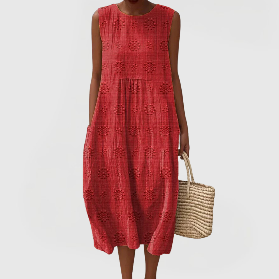 Teresa Women's Summer Dress | Floral Embroidery, Relaxed Fit with Pockets 3