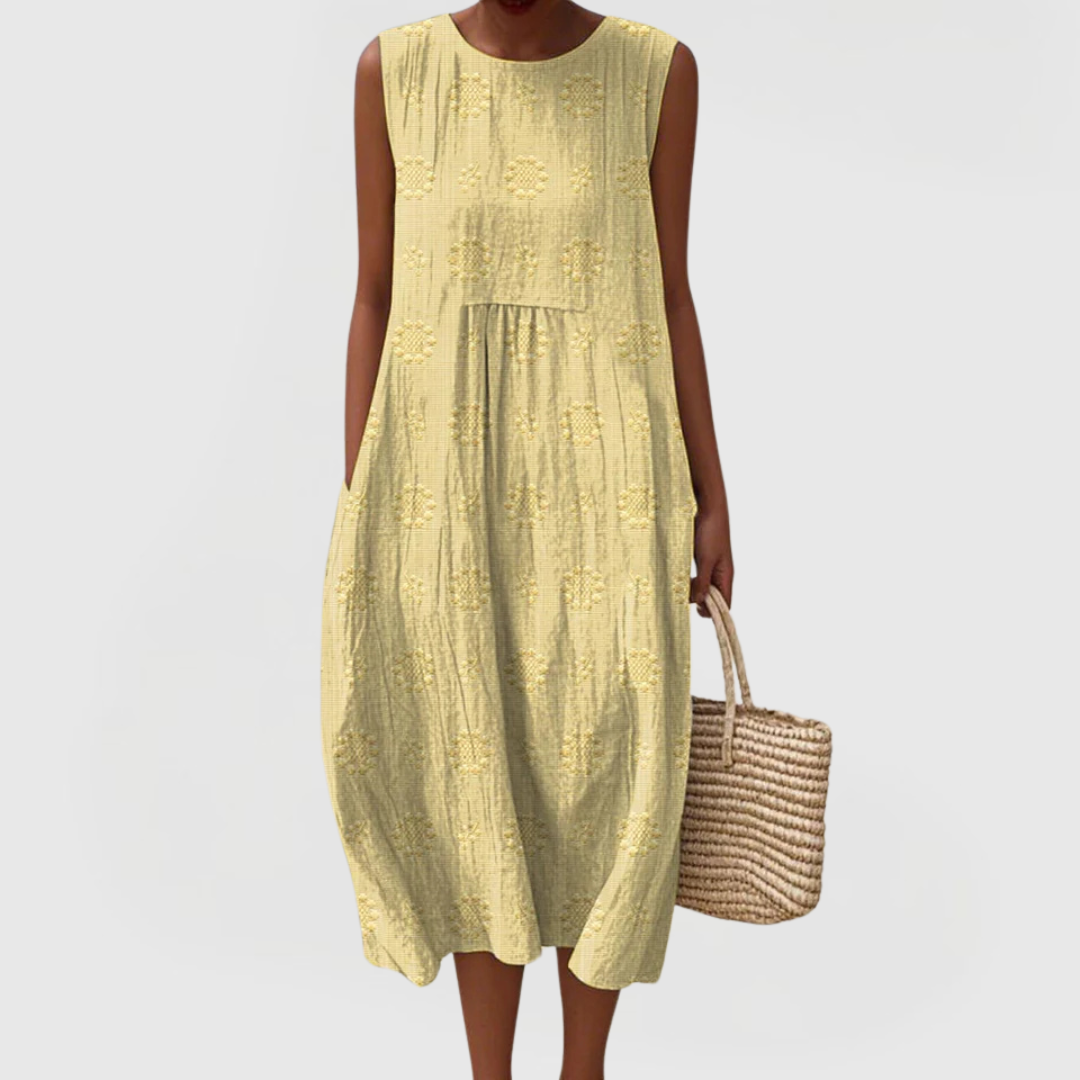 Teresa Women's Summer Dress | Floral Embroidery, Relaxed Fit with Pockets 4