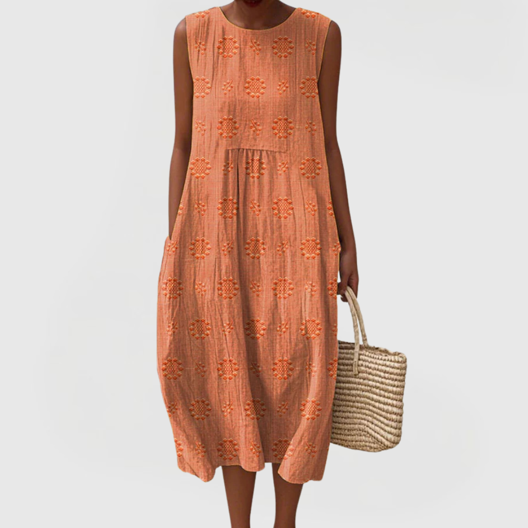 Teresa Women's Summer Dress | Floral Embroidery, Relaxed Fit with Pockets 6