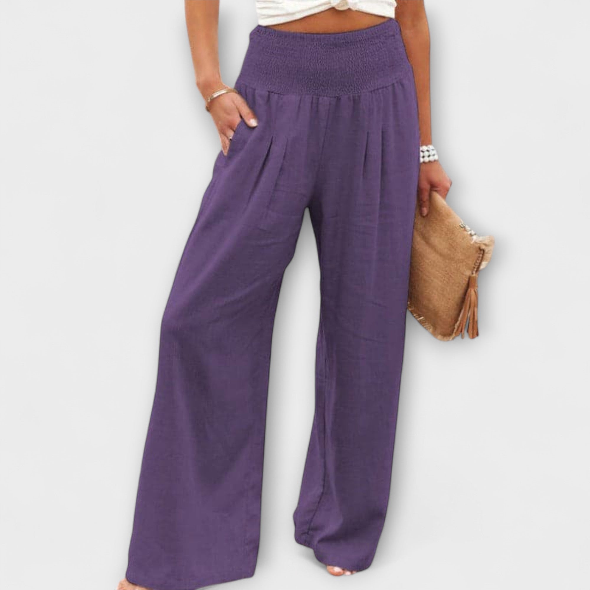 Thearya Women's Wide Leg Pants | Comfortable Linen, Relaxed Fit 0
