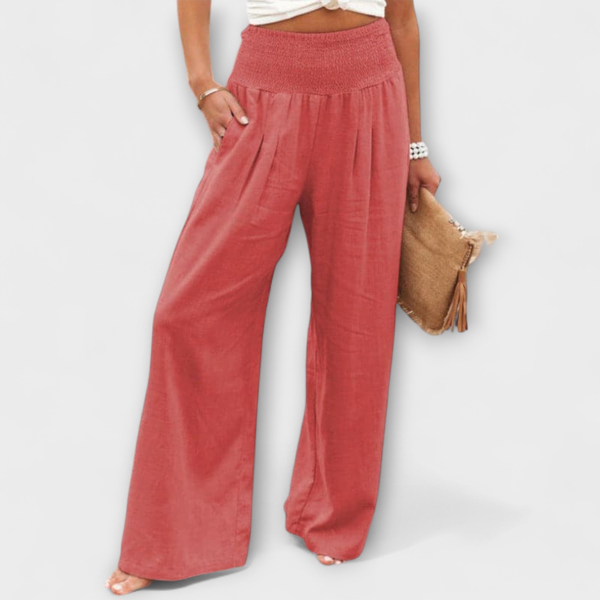 Thearya Women's Wide Leg Pants | Comfortable Linen, Relaxed Fit 1