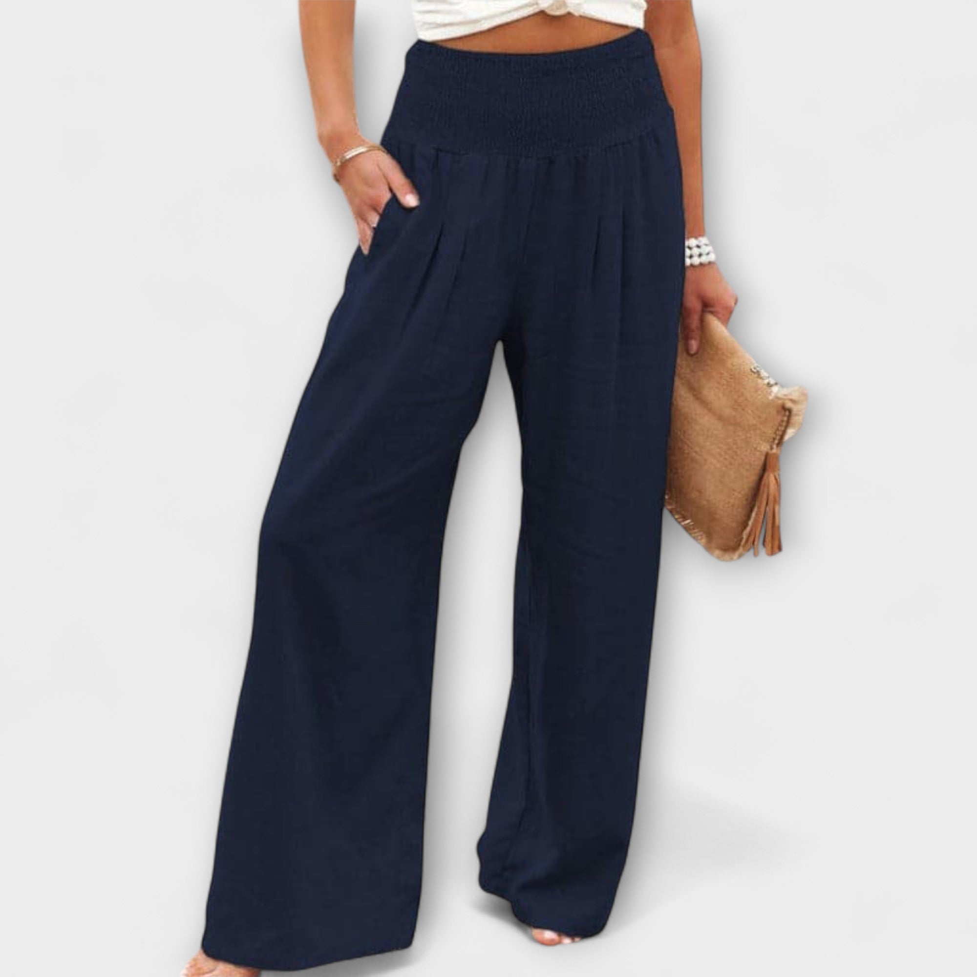Thearya Women's Wide Leg Pants | Comfortable Linen, Relaxed Fit 8