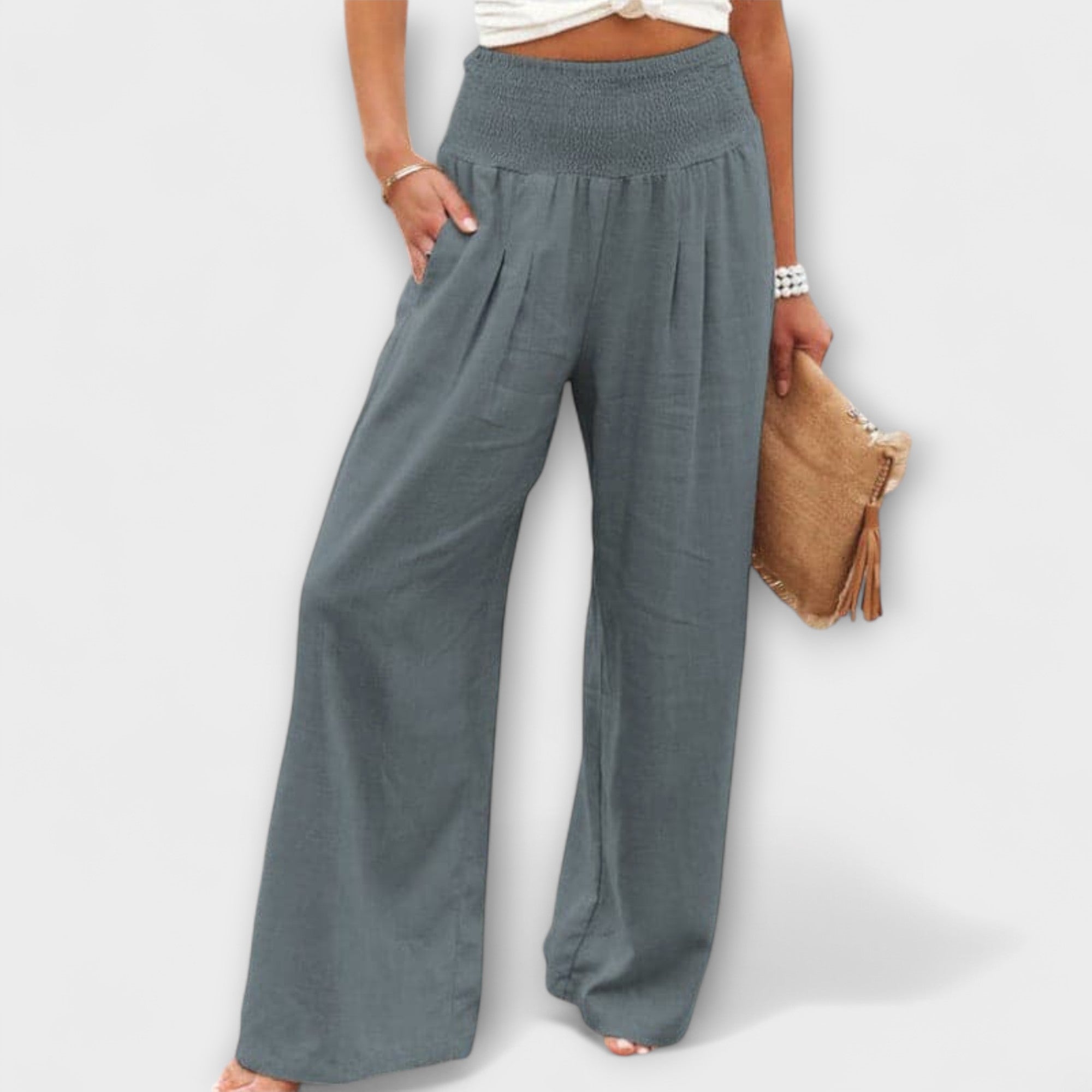 Thearya Women's Wide Leg Pants | Comfortable Linen, Relaxed Fit 9