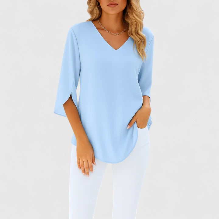 Violetta Women's Blouse | Elegant V-Neck, Lightweight Summer Top 0