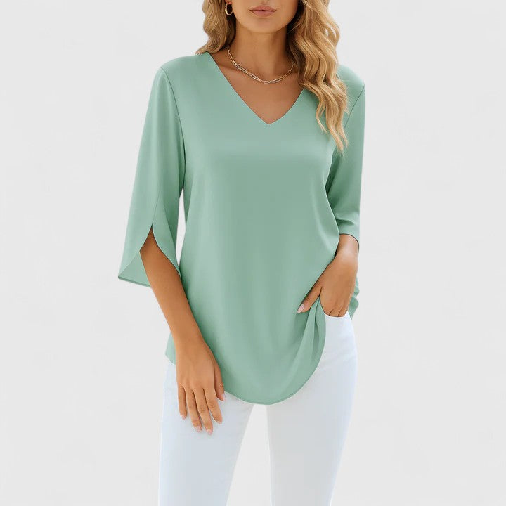 Violetta Women's Blouse | Elegant V-Neck, Lightweight Summer Top 2