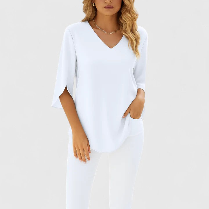 Violetta Women's Blouse | Elegant V-Neck, Lightweight Summer Top 4