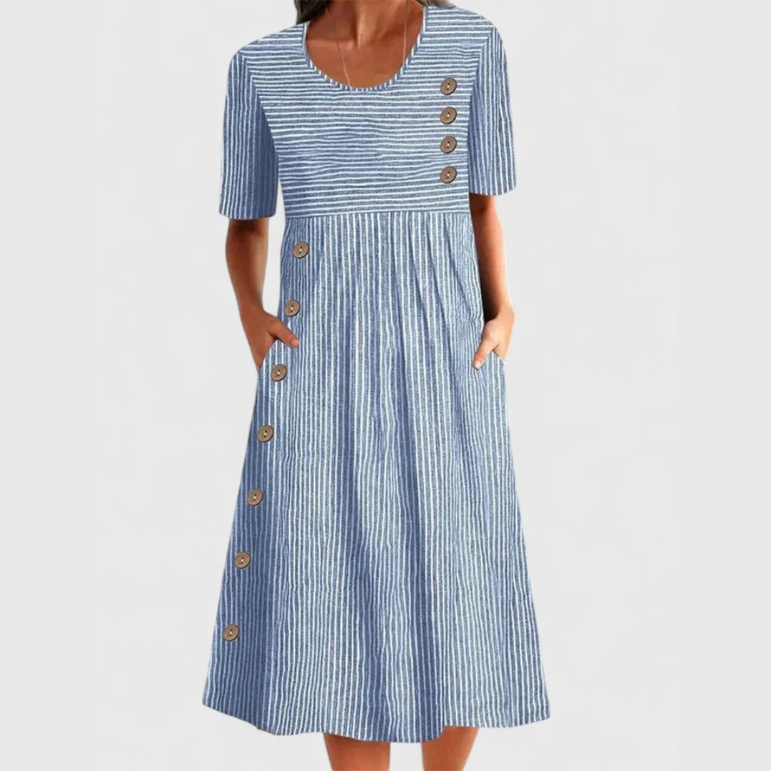 Wanda Women's Midi Dress | Lightweight Striped Design, Casual Summer Style 0
