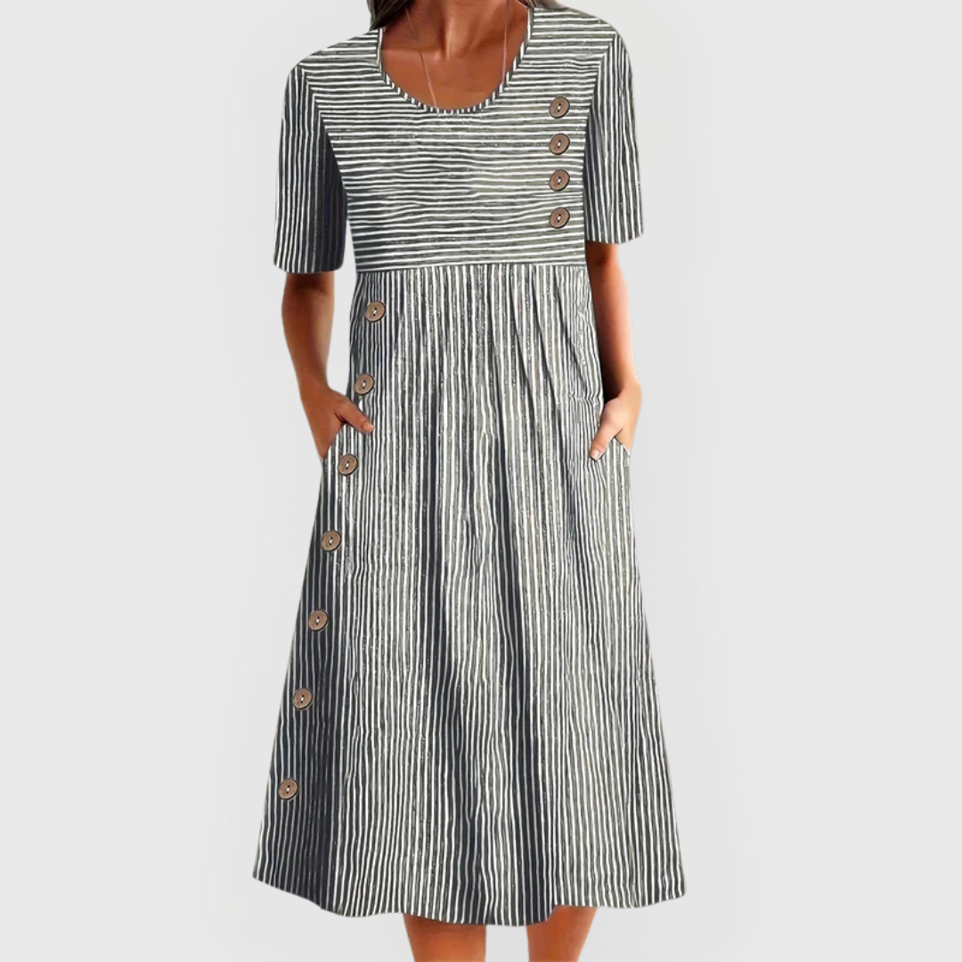 Wanda Women's Midi Dress | Lightweight Striped Design, Casual Summer Style 1