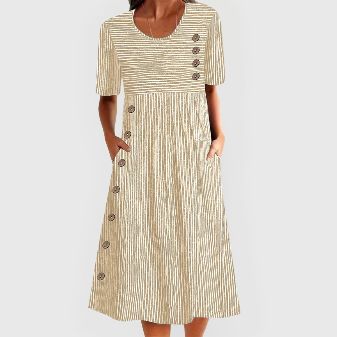 Wanda Women's Midi Dress | Lightweight Striped Design, Casual Summer Style 2