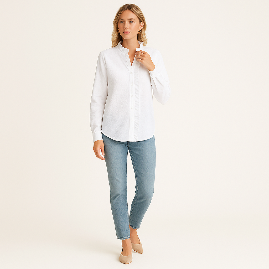 Women's Long Sleeve Striped Blouse – Elegant Office Shirt