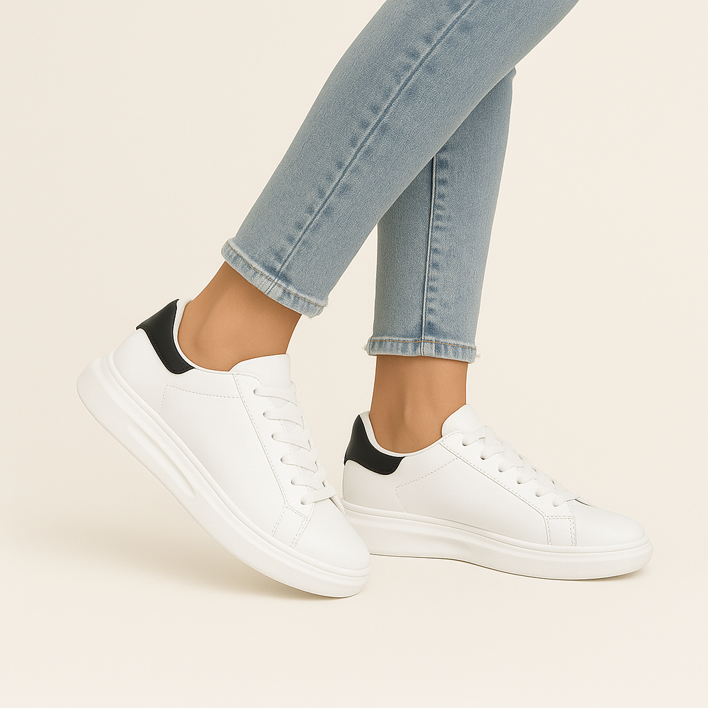 Women's White Leather Trainers – Minimalist Low-Top Sneakers