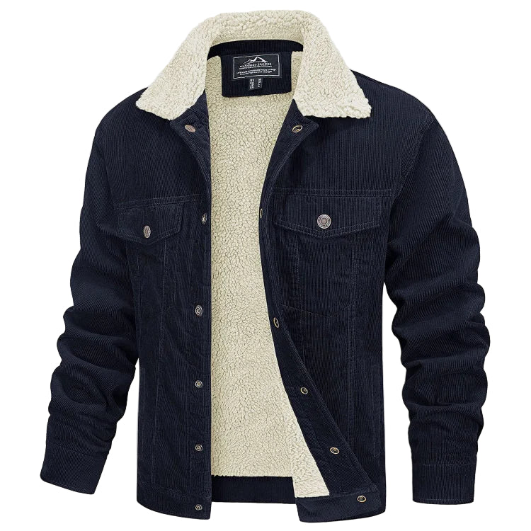 Men’s Corduroy Trucker Jacket – Slim Fit Overshirt for Spring