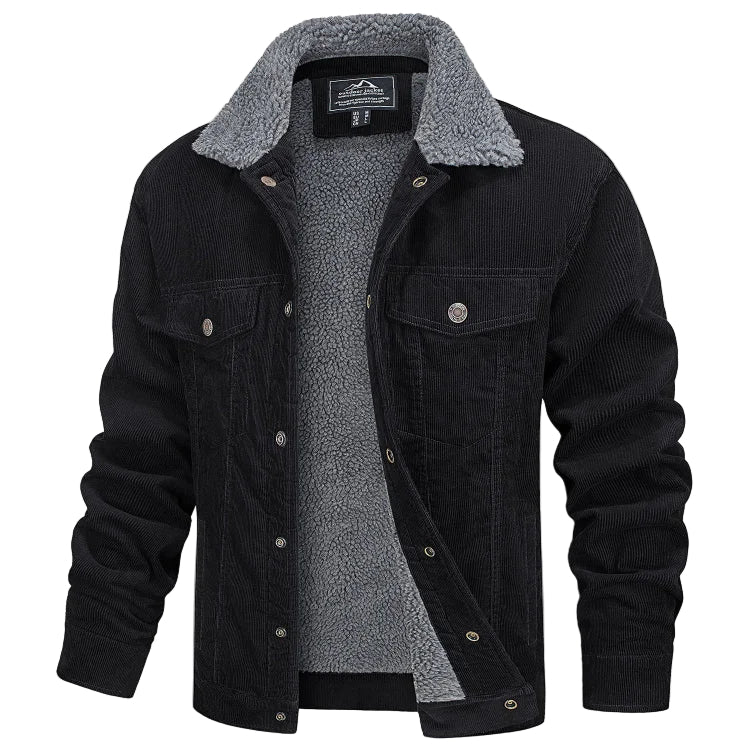 Men’s Corduroy Trucker Jacket – Slim Fit Overshirt for Spring
