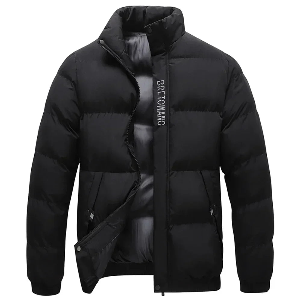 Men’s Smart Wool-Blend Overcoat with Stand-Up Collar