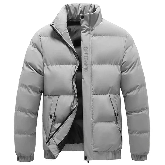 Men’s Smart Wool-Blend Overcoat with Stand-Up Collar
