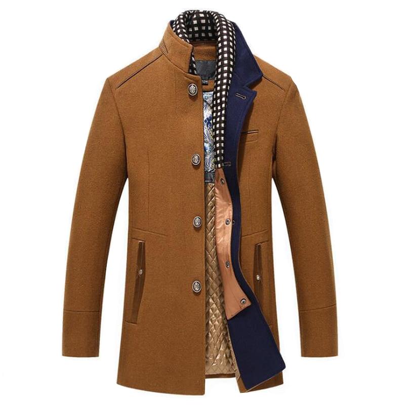 Men’s Wool-Cashmere Coat with Detachable Scarf – Smart Winter Layer