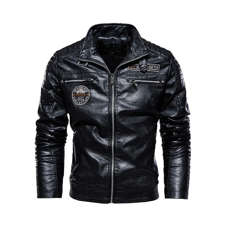 Men’s Vintage Leather Zip Jacket – Classic Biker Style Outerwear